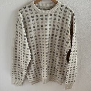 Munsingwear Neutrals Crewneck Sweater Geometric Vintage Vibes Large